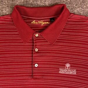 Ben Hogan Mens Large Golf Polo Shirt Red Striped Tampa Palms Golf‎ Club Casual